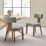 Sepulveda Fabric Upholstered Dining Chairs Set of 2 in Heathered Weave Wheat Deep Brown
