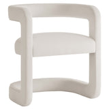 Sepia Barrel Performance Velvet Dining Chair in Alabaster