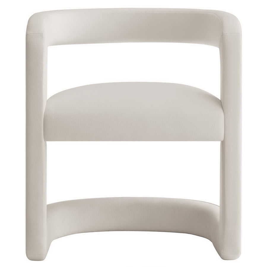 Sepia Performance Velvet Barrel Accent Chair in Alabaster