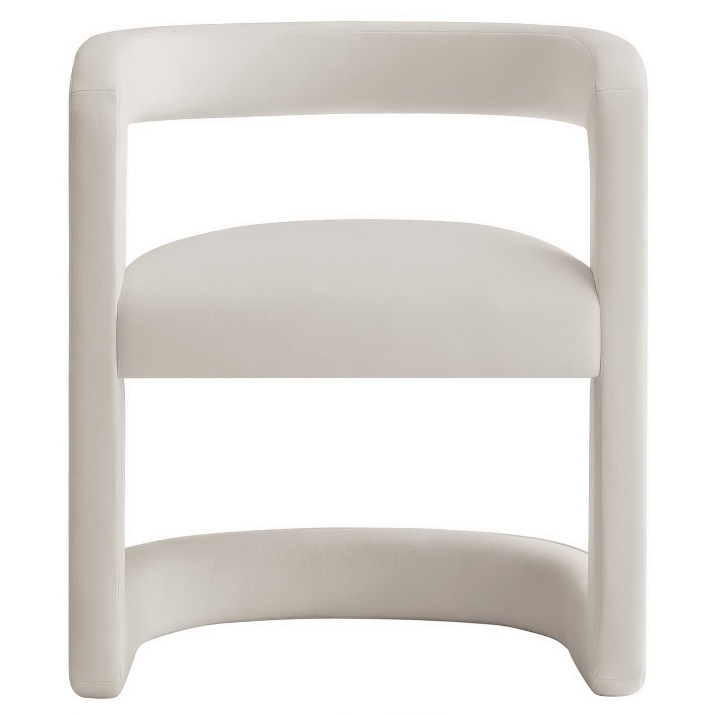 Sepia Barrel Performance Velvet Dining Chair in Alabaster