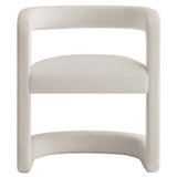 Sepia Barrel Performance Velvet Dining Chair in Alabaster