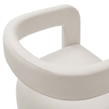 Sepia Performance Velvet Barrel Accent Chair in Alabaster