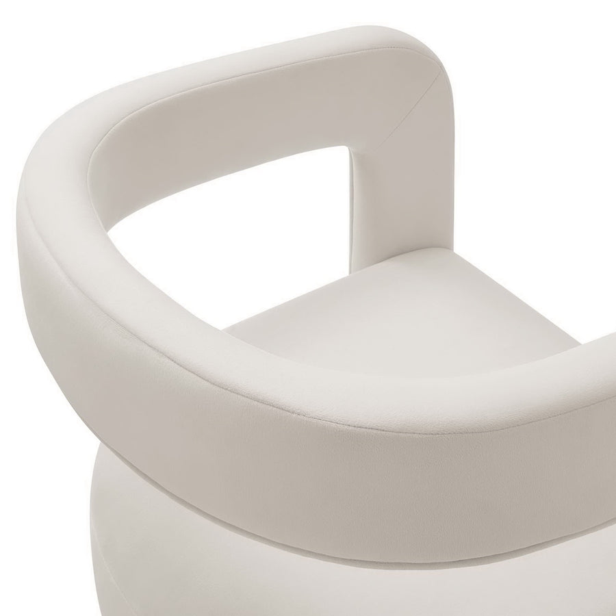 Sepia Barrel Performance Velvet Dining Chair in Alabaster