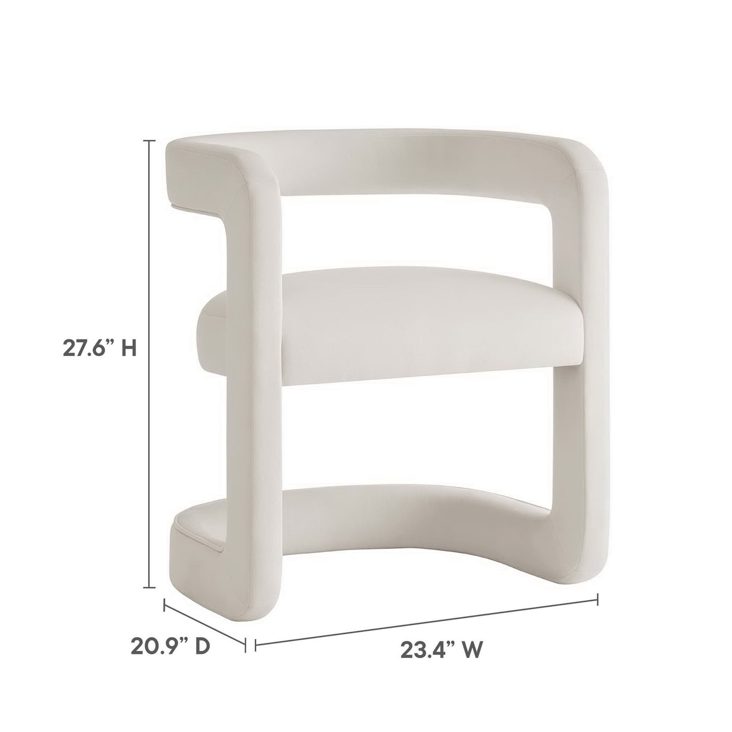 Sepia Barrel Performance Velvet Dining Chair in Alabaster