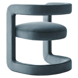 Sepia Barrel Performance Velvet Dining Chair in Cadet Blue