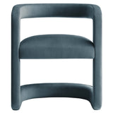 Sepia Barrel Performance Velvet Dining Chair in Cadet Blue