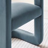 Sepia Performance Velvet Barrel Accent Chair in Cadet Blue