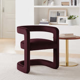 Sepia Barrel Performance Velvet Dining Chair in Mulberry