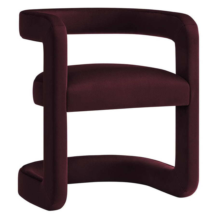 Sepia Barrel Performance Velvet Dining Chair in Mulberry