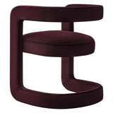 Sepia Performance Velvet Barrel Accent Chair in Mulberry