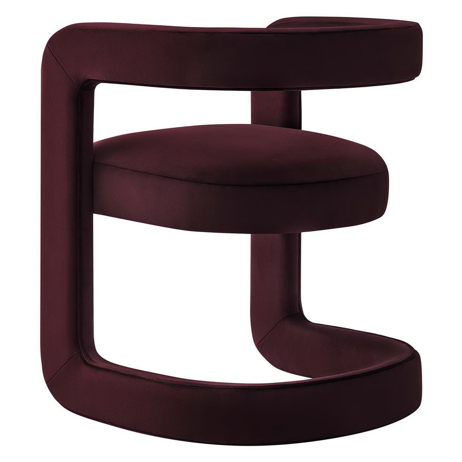 Sepia Performance Velvet Barrel Accent Chair in Mulberry