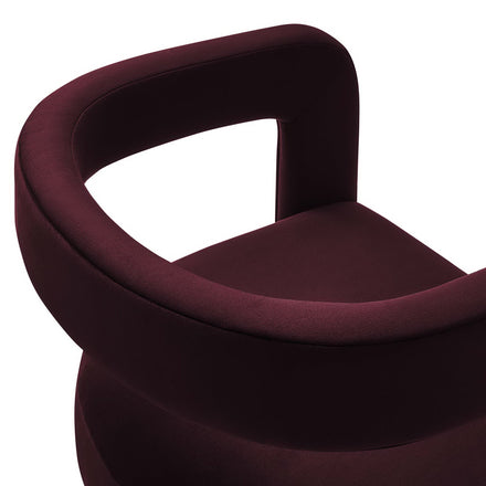 Winslow Performance Velvet Barrel Accent Chair in Mulberry