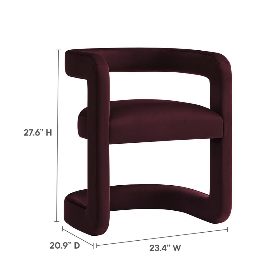 Sepia Performance Velvet Barrel Accent Chair in Mulberry