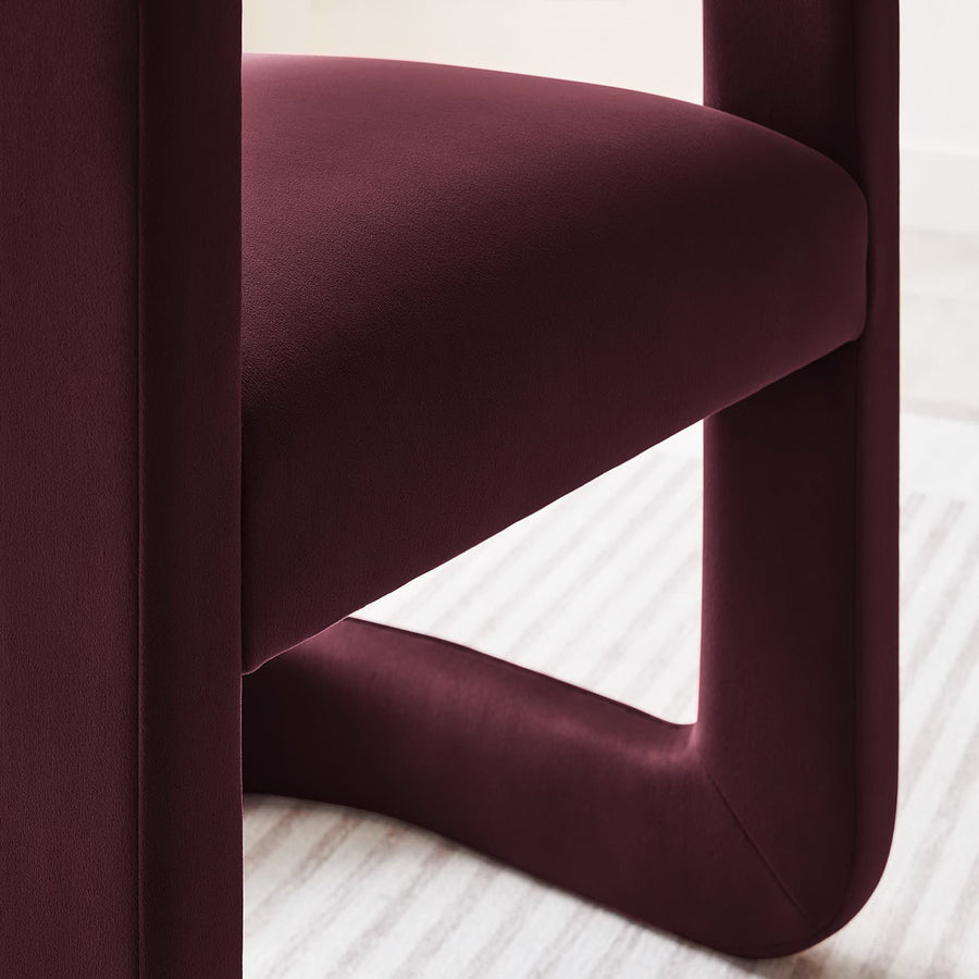 Sepia Performance Velvet Barrel Accent Chair in Mulberry