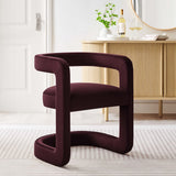 Sepia Barrel Performance Velvet Dining Chair in Mulberry