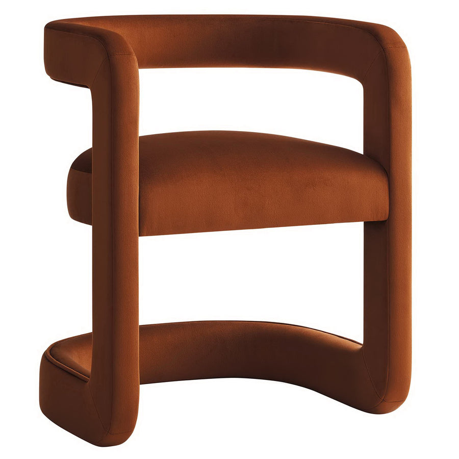 Sepia Barrel Performance Velvet Dining Chair in Rust