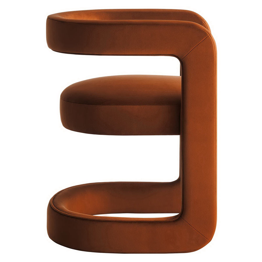 Sepia Barrel Performance Velvet Dining Chair in Rust