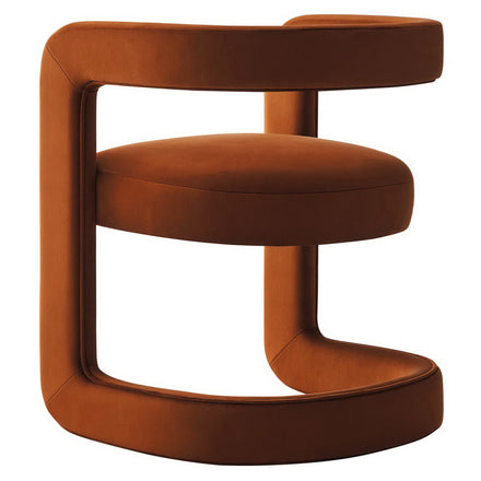 Winslow Performance Velvet Barrel Accent Chair in Rust