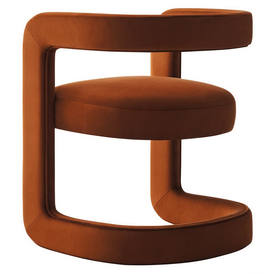 Sepia Performance Velvet Barrel Accent Chair in Rust