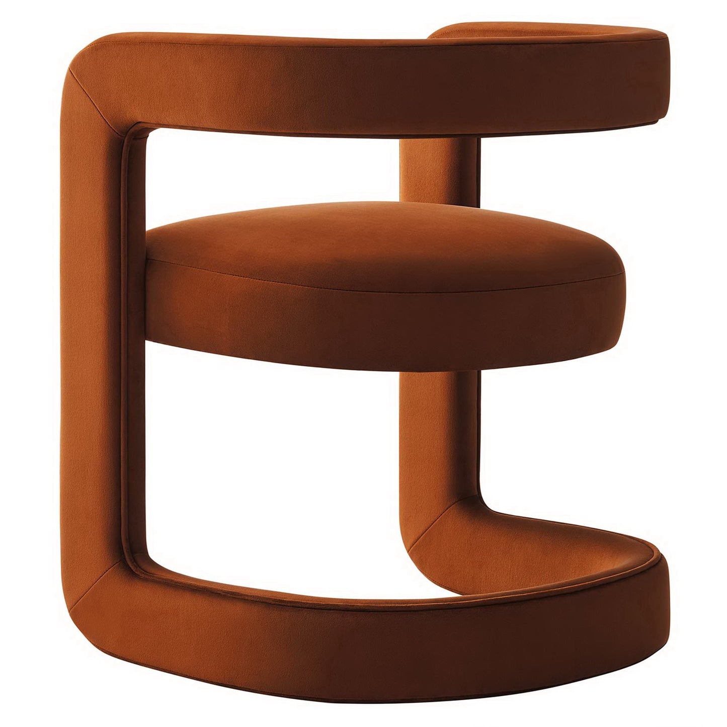 Sepia Barrel Performance Velvet Dining Chair in Rust