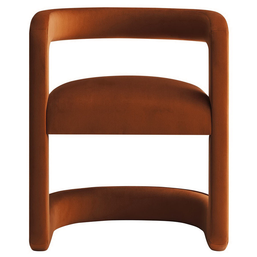 Sepia Barrel Performance Velvet Dining Chair in Rust