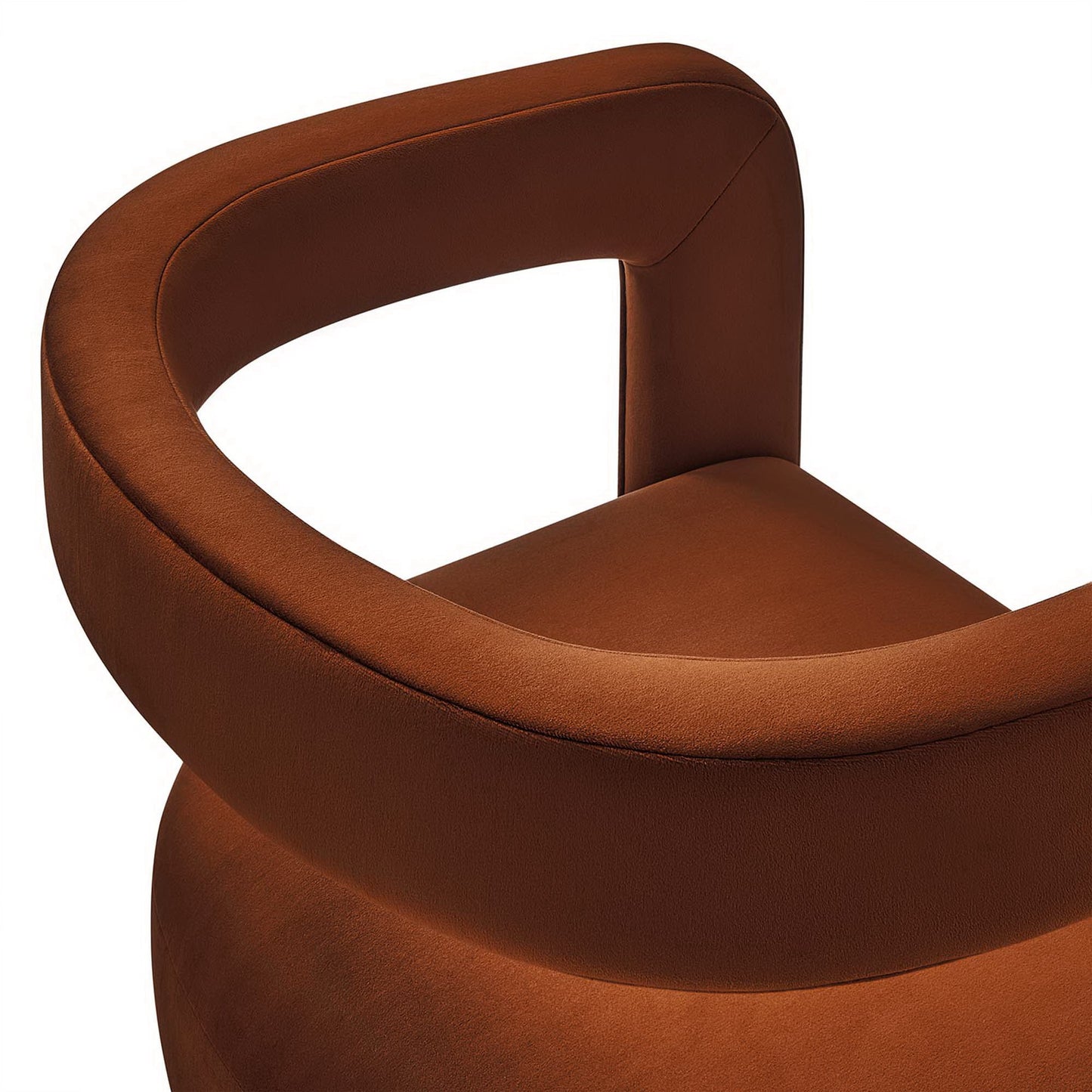 Sepia Barrel Performance Velvet Dining Chair in Rust