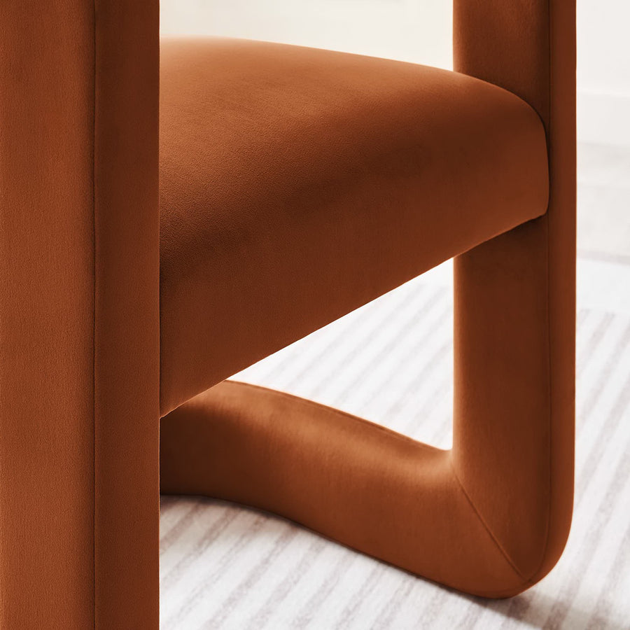 Sepia Performance Velvet Barrel Accent Chair in Rust