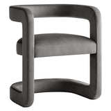Sepia Performance Velvet Barrel Accent Chair in Storm Gray