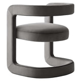 Sepia Performance Velvet Barrel Accent Chair in Storm Gray