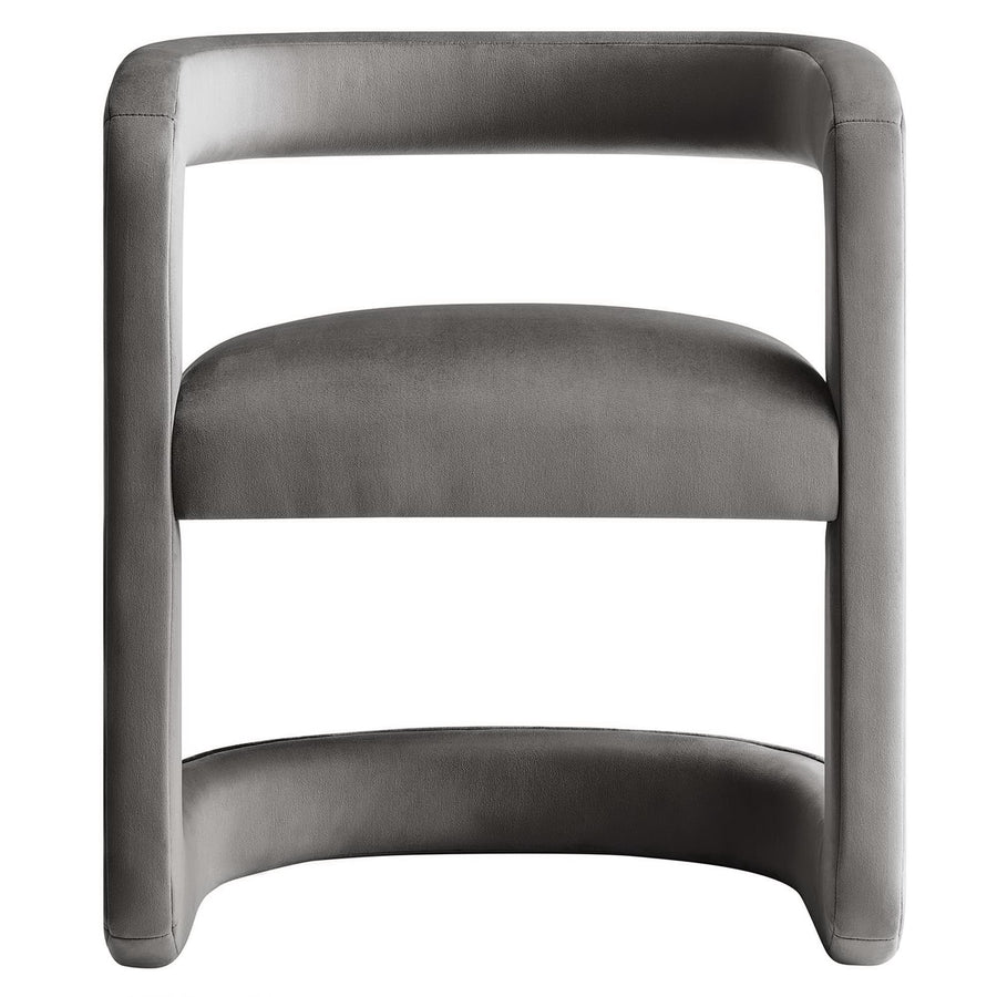 Sepia Performance Velvet Barrel Accent Chair in Storm Gray