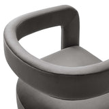 Sepia Performance Velvet Barrel Accent Chair in Storm Gray