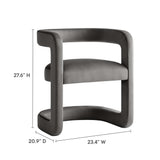 Sepia Performance Velvet Barrel Accent Chair in Storm Gray
