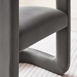 Sepia Performance Velvet Barrel Accent Chair in Storm Gray