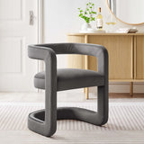 Sepia Performance Velvet Barrel Accent Chair in Storm Gray