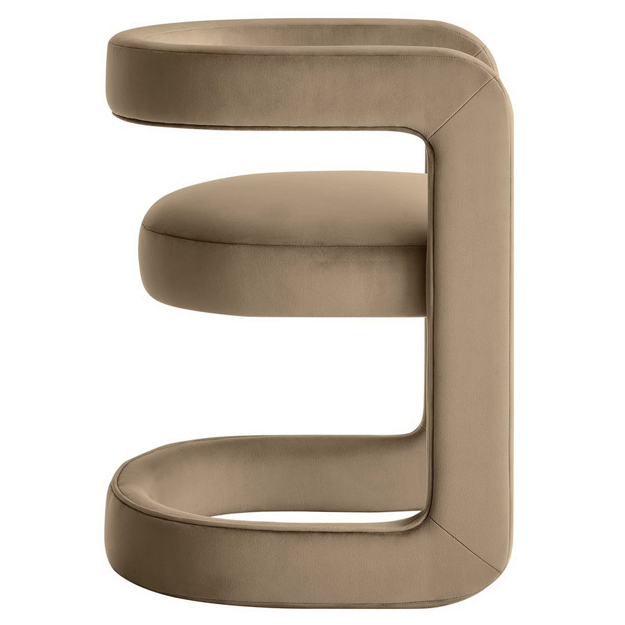 Sepia Performance Velvet Barrel Accent Chair in Taupe