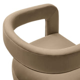 Sepia Performance Velvet Barrel Accent Chair in Taupe