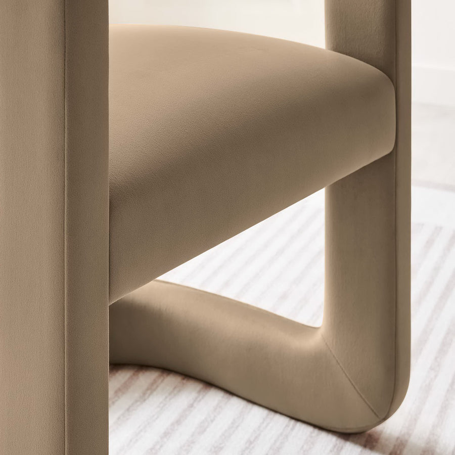 Sepia Performance Velvet Barrel Accent Chair in Taupe