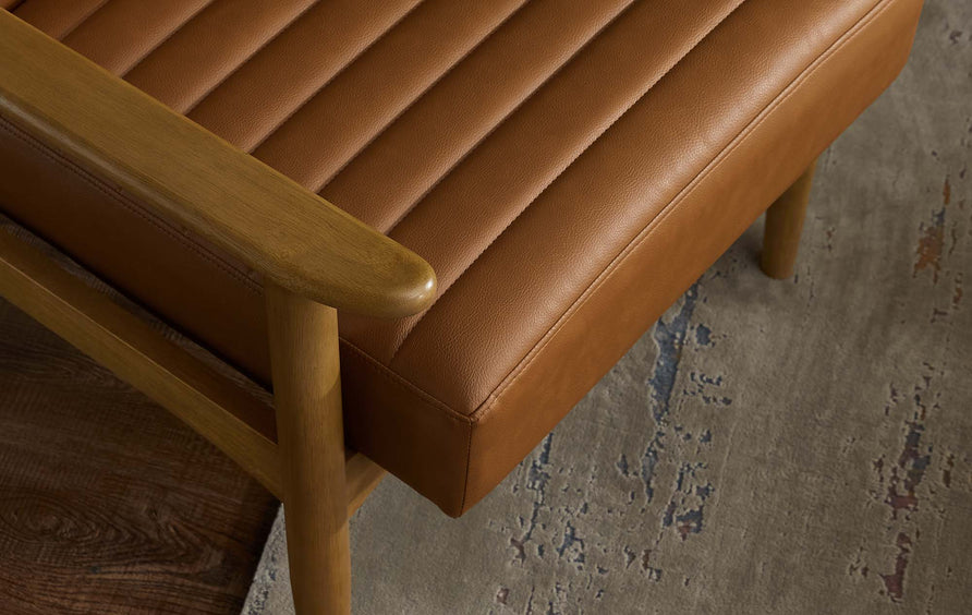 Xavier Vegan Leather Accent Chair in French Oak Tan