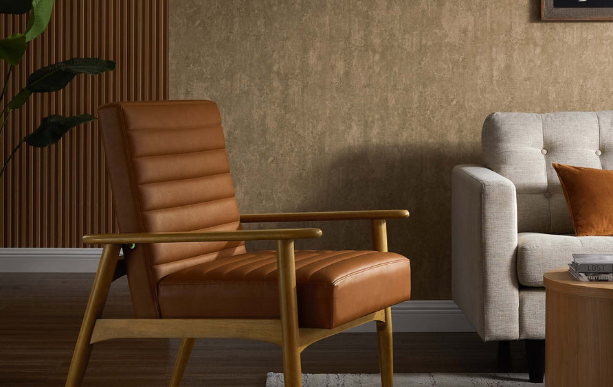 Xavier Vegan Leather Accent Chair in French Oak Tan
