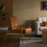 Xavier Vegan Leather Accent Chair in French Oak Tan