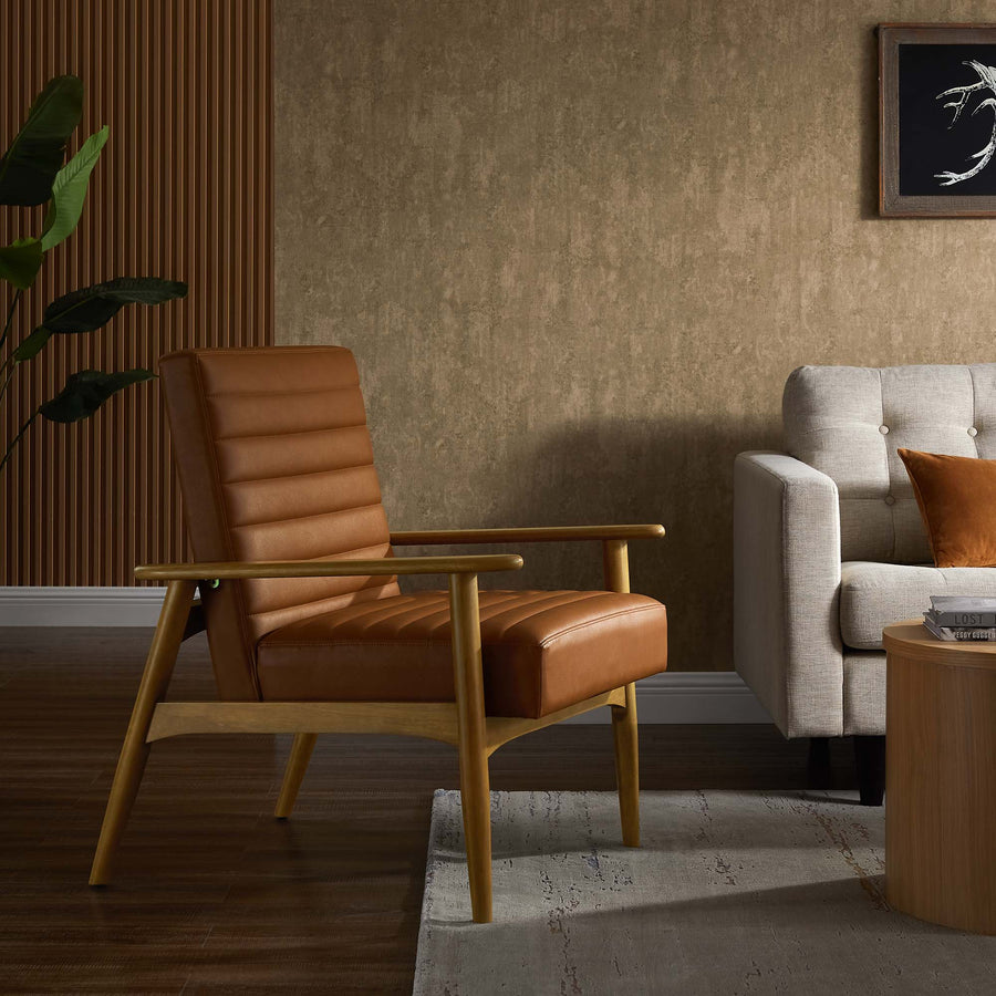 Xavier Vegan Leather Accent Chair in French Oak Tan
