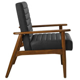 Xavier Vegan Leather Accent Chair in Walnut Black