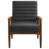 Xavier Vegan Leather Accent Chair in Walnut Black