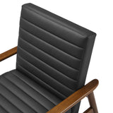 Xavier Vegan Leather Accent Chair in Walnut Black