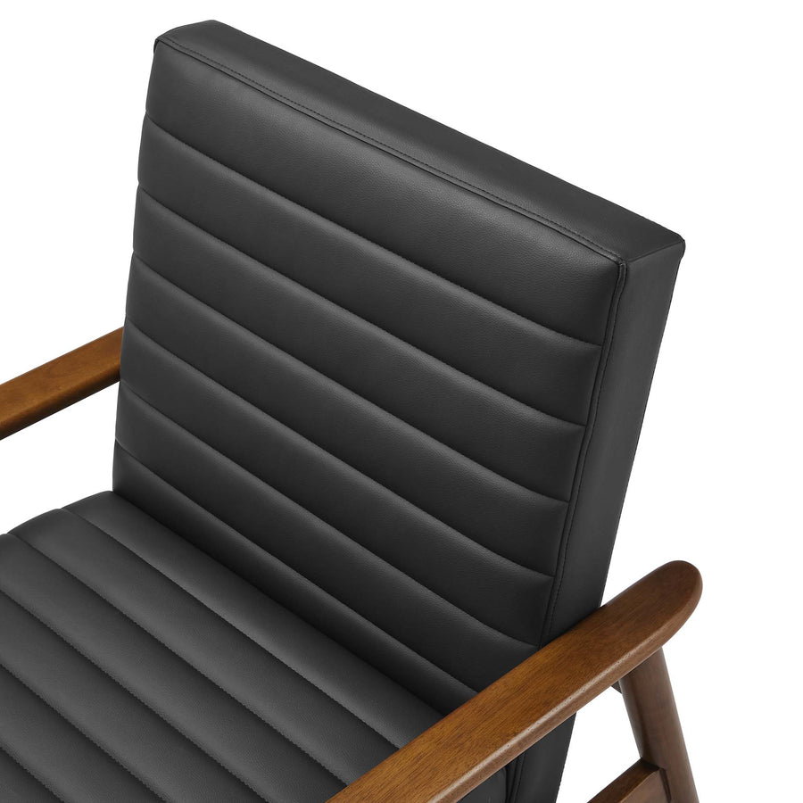 Xavier Vegan Leather Accent Chair in Walnut Black