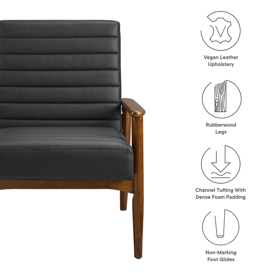 Xavier Vegan Leather Accent Chair in Walnut Black
