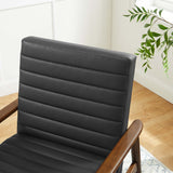 Xavier Vegan Leather Accent Chair in Walnut Black