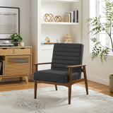 Xavier Vegan Leather Accent Chair in Walnut Black