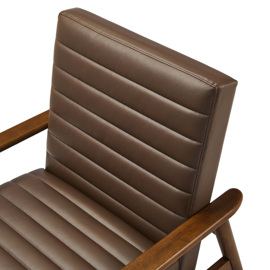 Xavier Vegan Leather Accent Chair in Walnut Brown