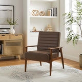 Xavier Vegan Leather Accent Chair in Walnut Brown